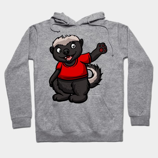 Cute Anthropomorphic Human-like Cartoon Character Honey Badger in Clothes Hoodie by Sticker Steve